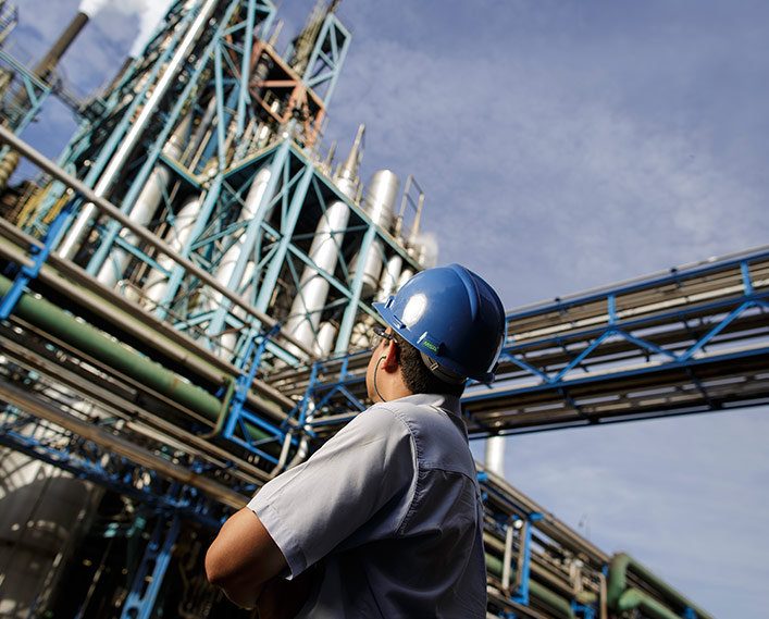 Engenheiro e estrutura industrial